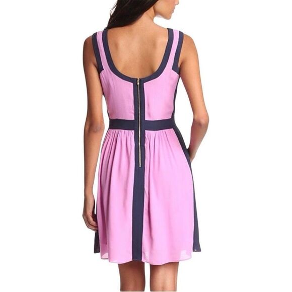 LILLY PULITZER Irene Pink/Navy Trim Crepe Scoop Neck Tank Dress - Picture 2 of 11